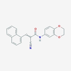 molecular formula C22H16N2O3 B2914371 2-cyano-N-(2,3-dihydro-1,4-benzodioxin-6-yl)-3-(naphthalen-1-yl)prop-2-enamide CAS No. 802931-76-6