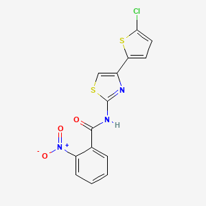 molecular formula C14H8ClN3O3S2 B2914394 N-(4-(5-chlorothiophen-2-yl)thiazol-2-yl)-2-nitrobenzamide CAS No. 330677-85-5