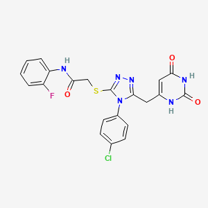 2-[[4-(4-chlorophenyl)-5-[(2,4-dioxo-1H-pyrimidin-6-yl)methyl]-1,2,4-triazol-3-yl]sulfanyl]-N-(2-fluorophenyl)acetamide