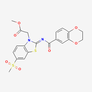 (Z)-methyl 2-(2-((2,3-dihydrobenzo[b][1,4]dioxine-6-carbonyl)imino)-6-(methylsulfonyl)benzo[d]thiazol-3(2H)-yl)acetate