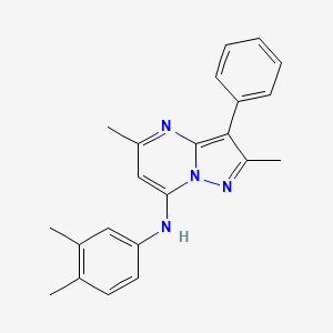 molecular formula C22H22N4 B2914426 N-(3,4-dimethylphenyl)-2,5-dimethyl-3-phenylpyrazolo[1,5-a]pyrimidin-7-amine CAS No. 877803-89-9