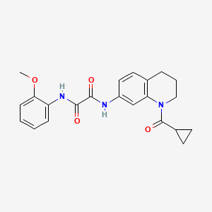 molecular formula C22H23N3O4 B2914428 N-(1-cyclopropanecarbonyl-1,2,3,4-tetrahydroquinolin-7-yl)-N'-(2-methoxyphenyl)ethanediamide CAS No. 898447-47-7