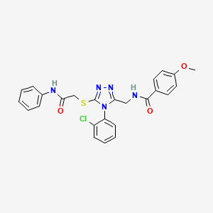 molecular formula C25H22ClN5O3S B2914438 N-((4-(2-chlorophenyl)-5-((2-oxo-2-(phenylamino)ethyl)thio)-4H-1,2,4-triazol-3-yl)methyl)-4-methoxybenzamide CAS No. 476434-03-4