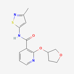 molecular formula C14H15N3O3S B2914457 N-(3-methyl-1,2-thiazol-5-yl)-2-(oxolan-3-yloxy)pyridine-3-carboxamide CAS No. 2034387-68-1