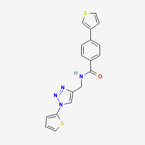 molecular formula C18H14N4OS2 B2914462 N-((1-(thiophen-2-yl)-1H-1,2,3-triazol-4-yl)methyl)-4-(thiophen-3-yl)benzamide CAS No. 2319874-06-9