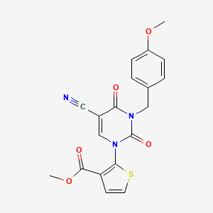 molecular formula C19H15N3O5S B2914467 methyl 2-[5-cyano-3-(4-methoxybenzyl)-2,4-dioxo-3,4-dihydro-1(2H)-pyrimidinyl]-3-thiophenecarboxylate CAS No. 343374-94-7