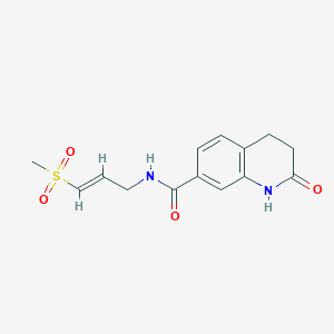 molecular formula C14H16N2O4S B2914473 N-[(E)-3-Methylsulfonylprop-2-enyl]-2-oxo-3,4-dihydro-1H-quinoline-7-carboxamide CAS No. 2305572-62-5