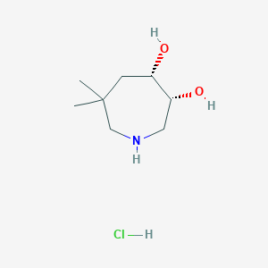 molecular formula C8H18ClNO2 B2914483 rac-(3R,4S)-6,6-dimethylazepane-3,4-diolhydrochloride,cis CAS No. 2375247-83-7