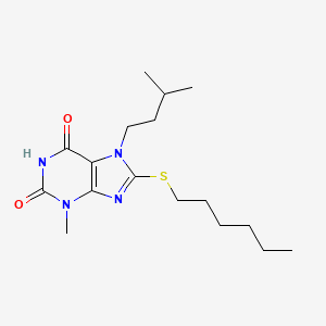 8-Hexylsulfanyl-3-methyl-7-(3-methyl-butyl)-3,7-dihydro-purine-2,6-dione