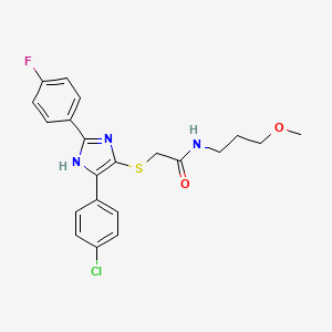 2-((5-(4-chlorophenyl)-2-(4-fluorophenyl)-1H-imidazol-4-yl)thio)-N-(3-methoxypropyl)acetamide