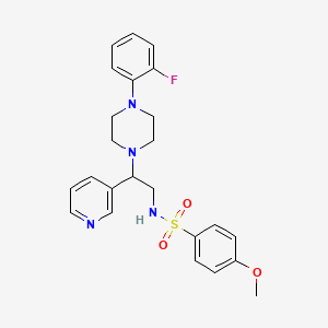 molecular formula C24H27FN4O3S B2914516 N-{2-[4-(2-fluorophenyl)piperazin-1-yl]-2-(pyridin-3-yl)ethyl}-4-methoxybenzene-1-sulfonamide CAS No. 863586-94-1