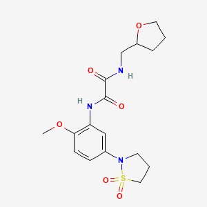 molecular formula C17H23N3O6S B2914518 N1-(5-(1,1-dioxidoisothiazolidin-2-yl)-2-methoxyphenyl)-N2-((tetrahydrofuran-2-yl)methyl)oxalamide CAS No. 1105229-41-1