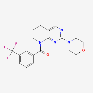 molecular formula C19H19F3N4O2 B2914535 4-{8-[3-(trifluoromethyl)benzoyl]-5H,6H,7H,8H-pyrido[2,3-d]pyrimidin-2-yl}morpholine CAS No. 2195940-97-5