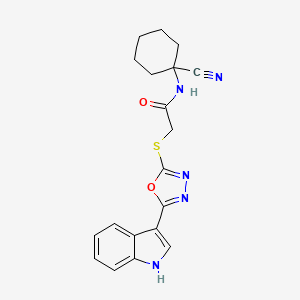 molecular formula C19H19N5O2S B2914548 N-(1-Cyanocyclohexyl)-2-[[5-(1H-indol-3-yl)-1,3,4-oxadiazol-2-yl]sulfanyl]acetamide CAS No. 870756-89-1