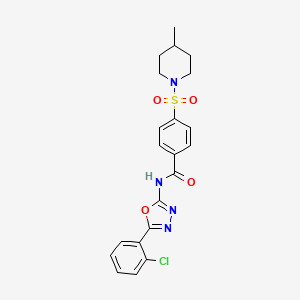 molecular formula C21H21ClN4O4S B2914558 N-(5-(2-chlorophenyl)-1,3,4-oxadiazol-2-yl)-4-((4-methylpiperidin-1-yl)sulfonyl)benzamide CAS No. 533869-25-9