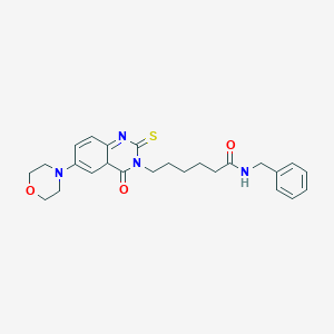 molecular formula C25H30N4O3S B2914565 N-benzyl-6-[6-(morpholin-4-yl)-4-oxo-2-sulfanylidene-1,2,3,4-tetrahydroquinazolin-3-yl]hexanamide CAS No. 689769-05-9