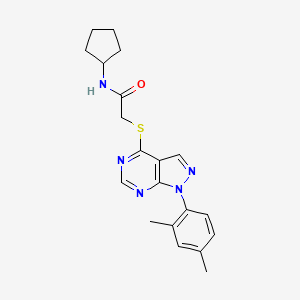 N-cyclopentyl-2-[1-(2,4-dimethylphenyl)pyrazolo[3,4-d]pyrimidin-4-yl]sulfanylacetamide