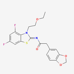 (E)-2-(benzo[d][1,3]dioxol-5-yl)-N-(3-(2-ethoxyethyl)-4,6-difluorobenzo[d]thiazol-2(3H)-ylidene)acetamide