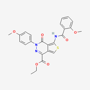 molecular formula C24H21N3O6S B2914583 ethyl 5-(2-methoxybenzamido)-3-(4-methoxyphenyl)-4-oxo-3H,4H-thieno[3,4-d]pyridazine-1-carboxylate CAS No. 851951-79-6