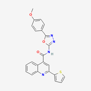 molecular formula C23H16N4O3S B2914606 N-[5-(4-methoxyphenyl)-1,3,4-oxadiazol-2-yl]-2-(thiophen-2-yl)quinoline-4-carboxamide CAS No. 865286-63-1