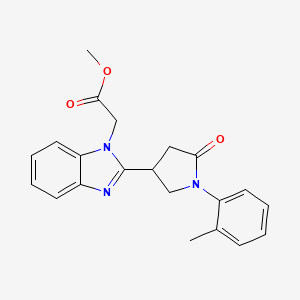 molecular formula C21H21N3O3 B2914646 methyl 2-{2-[1-(2-methylphenyl)-5-oxopyrrolidin-3-yl]-1H-1,3-benzodiazol-1-yl}acetate CAS No. 912903-34-5