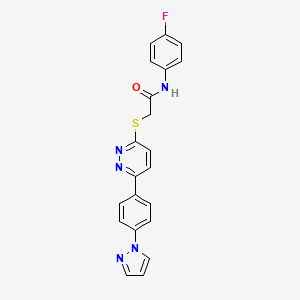 molecular formula C21H16FN5OS B2914673 N-(4-fluorophenyl)-2-({6-[4-(1H-pyrazol-1-yl)phenyl]pyridazin-3-yl}sulfanyl)acetamide CAS No. 1004185-72-1
