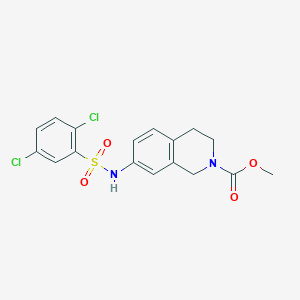 molecular formula C17H16Cl2N2O4S B2914693 methyl 7-(2,5-dichlorobenzenesulfonamido)-1,2,3,4-tetrahydroisoquinoline-2-carboxylate CAS No. 1448057-26-8