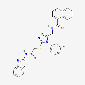 molecular formula C30H24N6O2S2 B2914694 N-{[5-({[(1,3-benzothiazol-2-yl)carbamoyl]methyl}sulfanyl)-4-(3-methylphenyl)-4H-1,2,4-triazol-3-yl]methyl}naphthalene-1-carboxamide CAS No. 393873-91-1