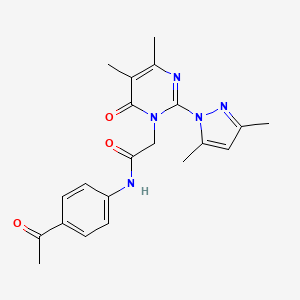 molecular formula C21H23N5O3 B2914699 N-(4-acetylphenyl)-2-[2-(3,5-dimethyl-1H-pyrazol-1-yl)-4,5-dimethyl-6-oxo-1,6-dihydropyrimidin-1-yl]acetamide CAS No. 959496-28-7