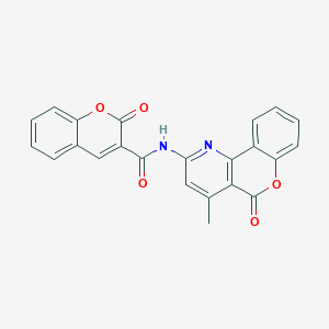 molecular formula C23H14N2O5 B2914706 N-{4-methyl-5-oxo-5H-chromeno[4,3-b]pyridin-2-yl}-2-oxo-2H-chromene-3-carboxamide CAS No. 851411-82-0