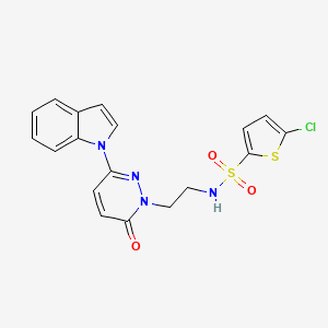 molecular formula C18H15ClN4O3S2 B2914722 N-(2-(3-(1H-indol-1-yl)-6-oxopyridazin-1(6H)-yl)ethyl)-5-chlorothiophene-2-sulfonamide CAS No. 1448046-37-4