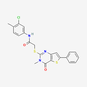 molecular formula C22H18ClN3O2S2 B2914766 N-(3-chloro-4-methylphenyl)-2-({3-methyl-4-oxo-6-phenyl-3H,4H-thieno[3,2-d]pyrimidin-2-yl}sulfanyl)acetamide CAS No. 1105214-56-9