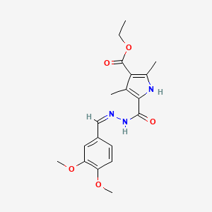 molecular formula C19H23N3O5 B2914802 ethyl 5-{N'-[(1Z)-(3,4-dimethoxyphenyl)methylidene]hydrazinecarbonyl}-2,4-dimethyl-1H-pyrrole-3-carboxylate CAS No. 865615-12-9