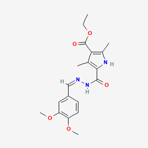 ethyl 5-[[(Z)-(3,4-dimethoxyphenyl)methylideneamino]carbamoyl]-2,4-dimethyl-1H-pyrrole-3-carboxylate