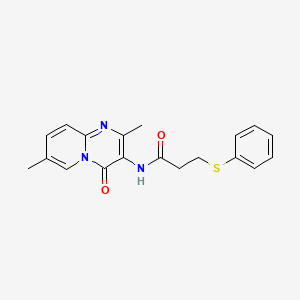molecular formula C19H19N3O2S B2914853 N-(2,7-dimethyl-4-oxo-4H-pyrido[1,2-a]pyrimidin-3-yl)-3-(phenylthio)propanamide CAS No. 946382-53-2