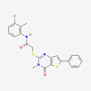 molecular formula C22H18ClN3O2S2 B2914901 N-(3-chloro-2-methylphenyl)-2-({3-methyl-4-oxo-6-phenyl-3H,4H-thieno[3,2-d]pyrimidin-2-yl}sulfanyl)acetamide CAS No. 1105200-31-4