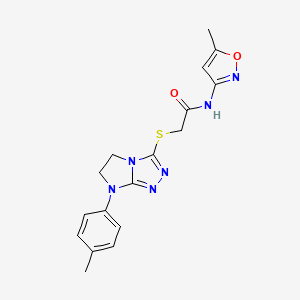 molecular formula C17H18N6O2S B2914942 N-(5-methyl-1,2-oxazol-3-yl)-2-{[7-(4-methylphenyl)-5H,6H,7H-imidazo[2,1-c][1,2,4]triazol-3-yl]sulfanyl}acetamide CAS No. 921540-19-4
