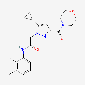 molecular formula C21H26N4O3 B2914959 2-(5-cyclopropyl-3-(morpholine-4-carbonyl)-1H-pyrazol-1-yl)-N-(2,3-dimethylphenyl)acetamide CAS No. 1171682-31-7