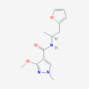 molecular formula C13H17N3O3 B2914960 N-[1-(furan-2-yl)propan-2-yl]-3-methoxy-1-methyl-1H-pyrazole-4-carboxamide CAS No. 1219914-26-7