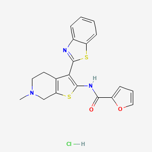 molecular formula C20H18ClN3O2S2 B2914965 N-(3-(benzo[d]thiazol-2-yl)-6-methyl-4,5,6,7-tetrahydrothieno[2,3-c]pyridin-2-yl)furan-2-carboxamide hydrochloride CAS No. 1189484-95-4