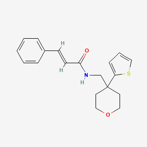 molecular formula C19H21NO2S B2914972 N-((4-(thiophen-2-yl)tetrahydro-2H-pyran-4-yl)methyl)cinnamamide CAS No. 1207061-27-5