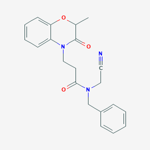 molecular formula C21H21N3O3 B2914975 N-benzyl-N-(cyanomethyl)-3-(2-methyl-3-oxo-3,4-dihydro-2H-1,4-benzoxazin-4-yl)propanamide CAS No. 1241359-36-3