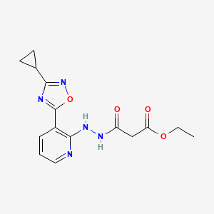 molecular formula C15H17N5O4 B2915024 ethyl 2-{N'-[3-(3-cyclopropyl-1,2,4-oxadiazol-5-yl)pyridin-2-yl]hydrazinecarbonyl}acetate CAS No. 2319839-46-6