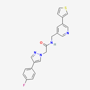 2-(4-(4-fluorophenyl)-1H-pyrazol-1-yl)-N-((5-(thiophen-3-yl)pyridin-3-yl)methyl)acetamide