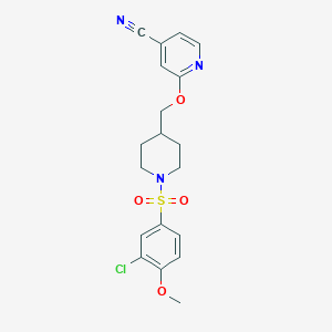 2-[[1-(3-Chloro-4-methoxyphenyl)sulfonylpiperidin-4-yl]methoxy]pyridine-4-carbonitrile