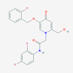 molecular formula C21H17F3N2O4 B2915073 N-(2,4-difluorophenyl)-2-(5-((2-fluorobenzyl)oxy)-2-(hydroxymethyl)-4-oxopyridin-1(4H)-yl)acetamide CAS No. 942010-33-5