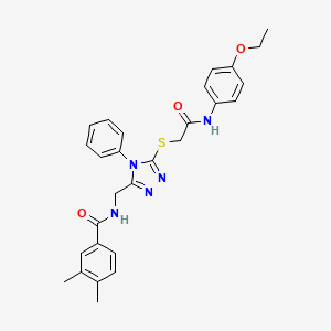 molecular formula C28H29N5O3S B2915118 N-((5-((2-((4-ethoxyphenyl)amino)-2-oxoethyl)thio)-4-phenyl-4H-1,2,4-triazol-3-yl)methyl)-3,4-dimethylbenzamide CAS No. 391939-18-7