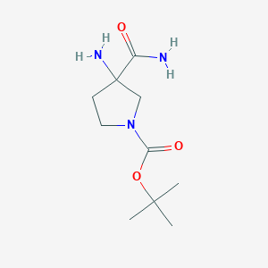 molecular formula C10H19N3O3 B2915124 tert-Butyl 3-amino-3-carbamoylpyrrolidine-1-carboxylate CAS No. 1934856-64-0