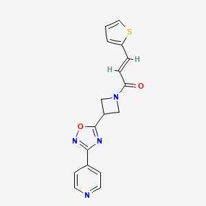 molecular formula C17H14N4O2S B2915135 (E)-1-(3-(3-(pyridin-4-yl)-1,2,4-oxadiazol-5-yl)azetidin-1-yl)-3-(thiophen-2-yl)prop-2-en-1-one CAS No. 1251711-46-2
