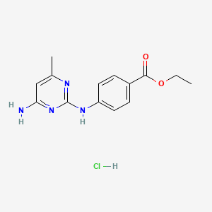 molecular formula C14H17ClN4O2 B2915137 Ethyl 4-((4-amino-6-methylpyrimidin-2-yl)amino)benzoate hydrochloride CAS No. 1396886-50-2
